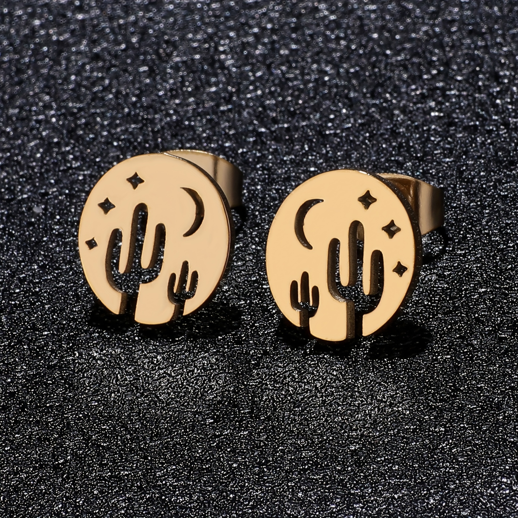 Women's Minimalist Celestial Stud Earrings — Stainless Steel